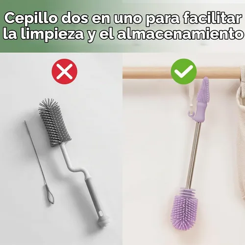Vista 6 de haakaa Cepillo de Limpieza Cepillo de Silicona para Biberones de Doble Punta con Cerdas Suaves de Silicona para Extractores de Leche Materna Lavanda