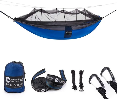 Vista 7 de Easthills Outdoors Jungle Explorer - Hamaca doble para acampar de 118 x 79 pulgadas, ligera, antidesgarros, nailon para 2 personas, con red