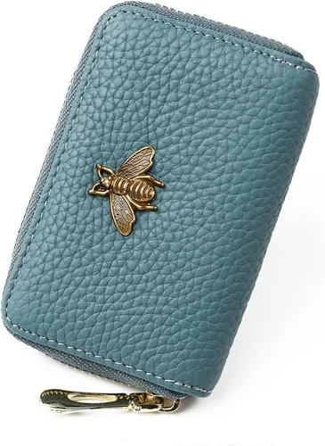 Vista 32 de imeetu Soporte para tarjetas de crédito RFID, cartera pequeña de cuero con cremallera para mujer