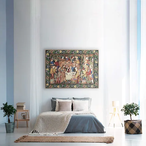 Vista 2 de Les Vendanges - Tapiz tejido para colgar en la pared, decoración de bodega de estilo francés belga, 100% algodón, tamaño de EE. UU., 75 x 53