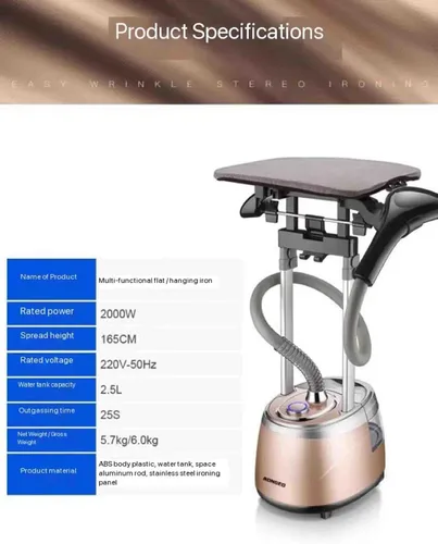 Vista 7 de CAULO Vaporizador para ropa de pie, potente vaporizador vertical de altura ajustable, calentamiento rápido de 25 segundos, con tanque de agua de 2.5