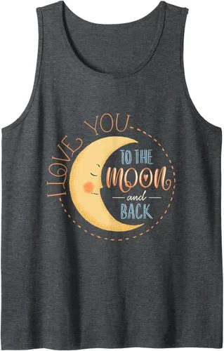 Vista 12 de Camiseta con texto en inglés "I Love You To the Moon And Back Tank Top Negro