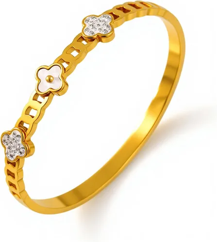 Vista 15 de Colección de Pulseras Brazalete de Acero Inoxidable 316L Chapado en Oro de 18K - 12 Diseños Únicos + Cadena de Acero de Titanio con Acento