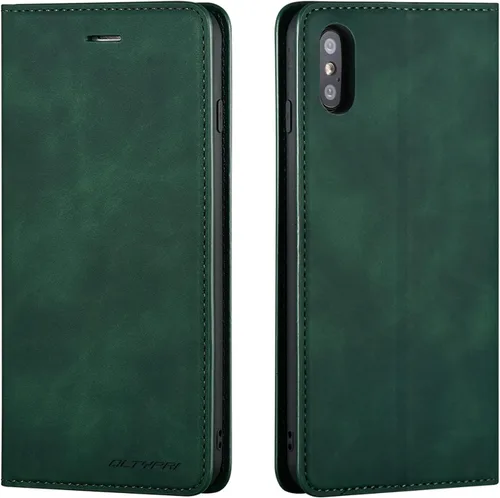 Vista 13 de QLTYPRI Funda tipo cartera para iPhone XR, 3 tarjeteros, color azul