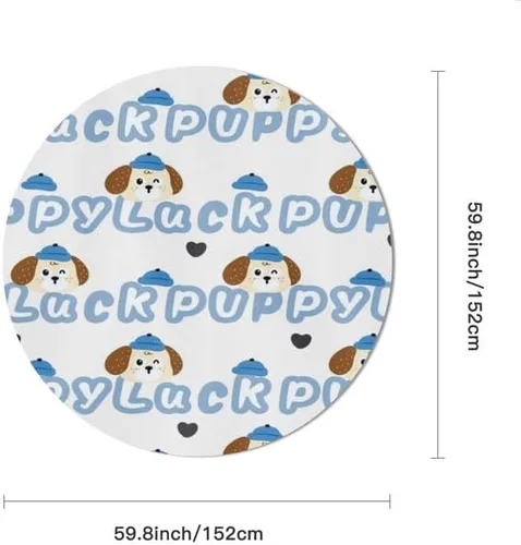 Vista 2 de Cute Dog Print Round Tablecloth Table Cloth Decor Washable Table Cover with Wrinkle Resistant for Home Kitchen Dining Room Picnic Camping Party