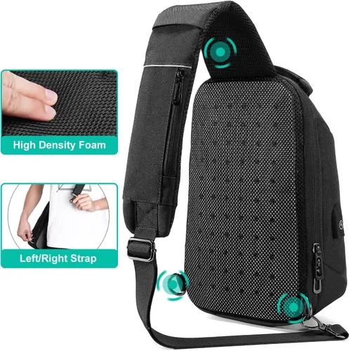 Vista 3 de Eurcool Bolsa de hombro para hombre, bolsa de mensajero pequeña, repelente al agua, bolsa cruzada para el pecho, para correr, senderismo, ciclismo