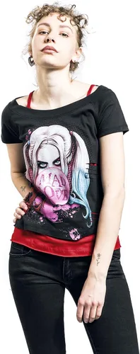 Vista 4 de DC Comics - Harley Quinn - Mad Love - Top rasgado rojo 2 en 1 Negro, Negro