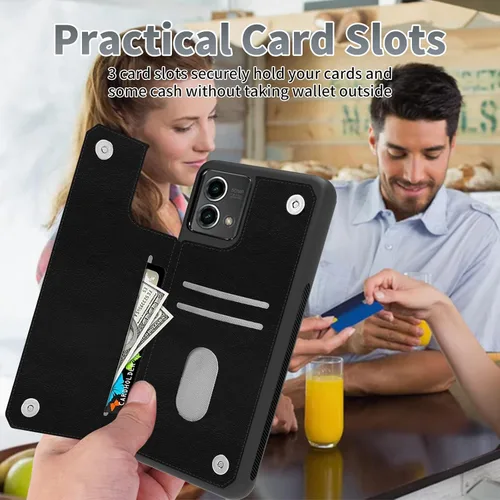 Vista 4 de Funda tipo cartera para Moto G Stylus 5G 2023 con soporte para tarjetas, bloqueo RFID, piel sintética, función atril, cierre magnético, funda
