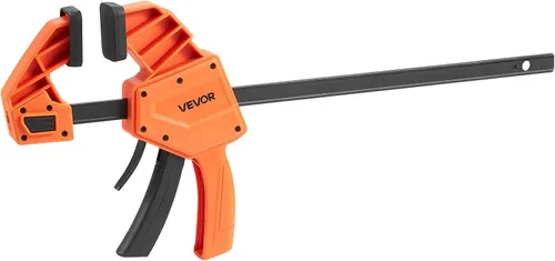 Vista 12 de VEVOR Abrazaderas de Barra para Carpintería, Paquete de 2 Abrazaderas/Separadores de 12 Pulgadas de Una Mano, Abrazadera F de Agarre Rápido