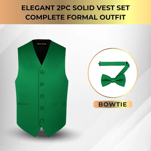 Vista 5 de Conjunto de chaleco formal sólido para hombre, esmoquin, chaleco y pajarita para traje o esmoquin