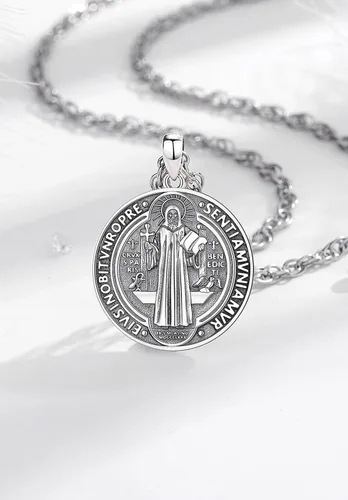 Vista 175 de CELESTIA Medallas de plata de ley 925 San Miguel/San Cristóbal/San Benito/San Gabriel/Virgen María/Jesús/Caravaca/Metatrón/Sello de los Siete