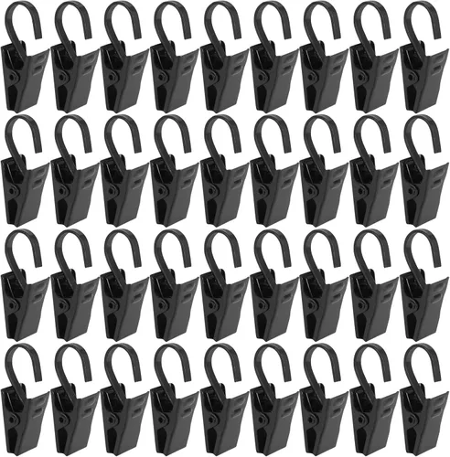 Vista 8 de 50 clips para luces de toldo, ganchos de acero inoxidable, ganchos de cortina, clips de Bulldog para colgar mantel, toallas, clips para camping