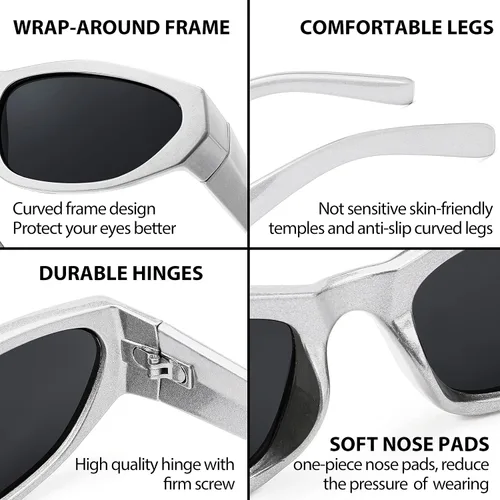 Vista 4 de FEISEDY Gafas de sol para mujeres y hombres con escudo futurista deportivo estrecho de los años 90 gafas de sol punk Y2K B2936 65mm