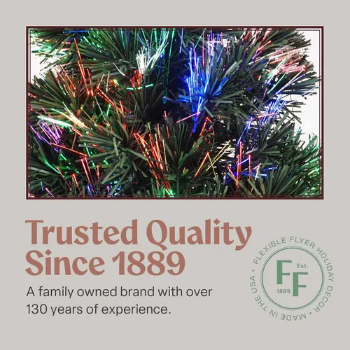 Vista 8 de Flexible Flyer Pequeño árbol de Navidad de fibra óptica. Decoración de Navidad de mesa multicolor LED preiluminada de 32 pulgadas, 2 pies y 8