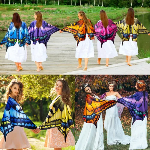 Vista 2 de D.Q.Z Butterfly-Wings-Costume for Women Ladies Fairy Wings Dress-Up Accessory Party Favors