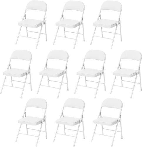 Vista 35 de Paquete de 4 sillas plegables negras, sillas plegables acolchadas con asiento y respaldo de piel sintética, sillas plegables de metal portátiles