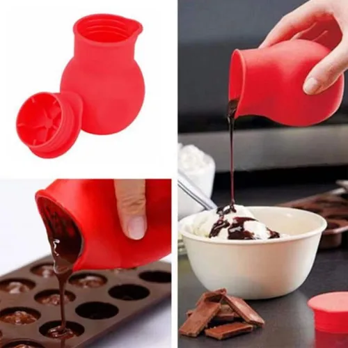 Vista 4 de 6 piezas de olla de silicona para derretir chocolate, salsa de mantequilla, leche y microondas, herramienta de vertido para hornear