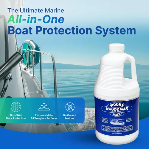 Vista 2 de Woody Wax Paquete de repuesto de protección para barco, cera antideslizante y restaurador de metal profesional, protección marina todo en uno