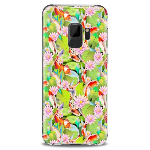 Vista 9 de Funda compatible con Samsung S23 S22 Plus S21 FE Ultra S20+ S10 Note 20 5G S10e S9 Lily Clear Flexible Waterlily Lotus Slim Fit Design Silicona Koi