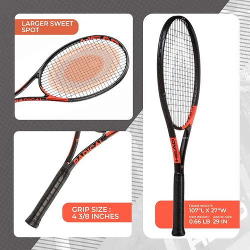 Vista 3 de HEAD Ti. Radical Elite - Raqueta de tenis Pre-encordado