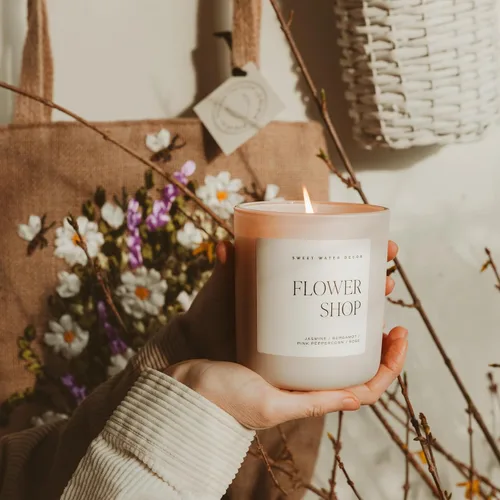 Vista 8 de Vela de rosa Sweet Water Decor - Jazmín con aroma a menta rosada - Velas perfumadas de rosa 100% mecha de algodón - Bergamota con 70 horas