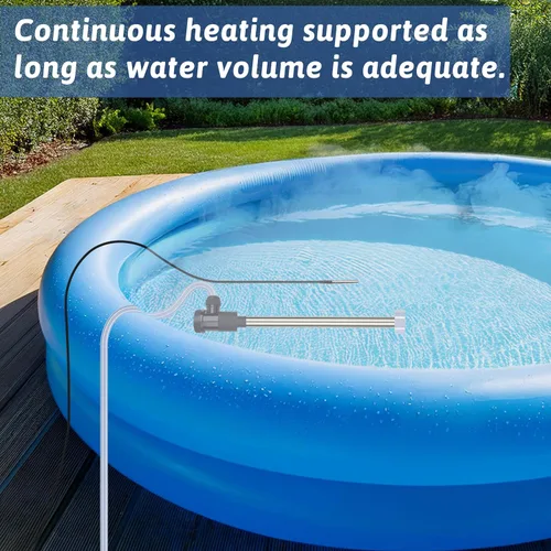 Vista 6 de Calentador de agua de inmersión de titanio de 1800 W, bañera de hidromasaje eléctrica portátil y piscina, calentador de agua totalmente sumergible
