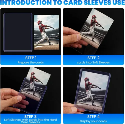 Vista 5 de 200 fundas para tarjetas, cargadores superiores de plástico duro de 3 x 4