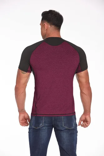 Vista 6 de COOrun Camisetas deportivas para hombre de manga raglán corta que absorbe la humedad suelta gimnasio entrenamiento Tops de secado rápido camisetas