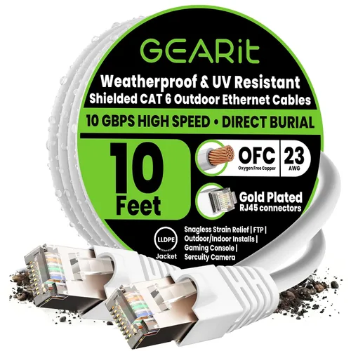 Vista 11 de GEARit - Cable Ethernet Cat6 para exteriores (3 m) 23AWG de cobre puro, FTP, LLDPE, impermeable, entierro directo, en tierra, resistente a UV, POE