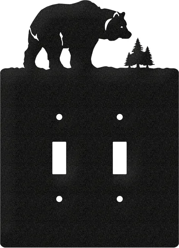 Vista 5 de SWEN Products Bear Wildlife - Placa de pared (interruptor simple, negro)