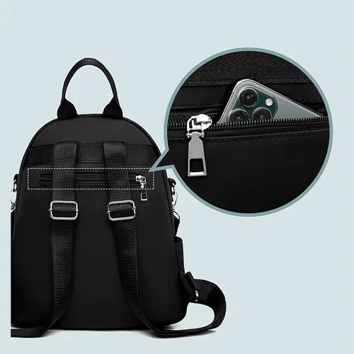 Vista 8 de Mochila para mujer de gran capacidad bordada a prueba de agua de tela a la moda simple mochila de viaje