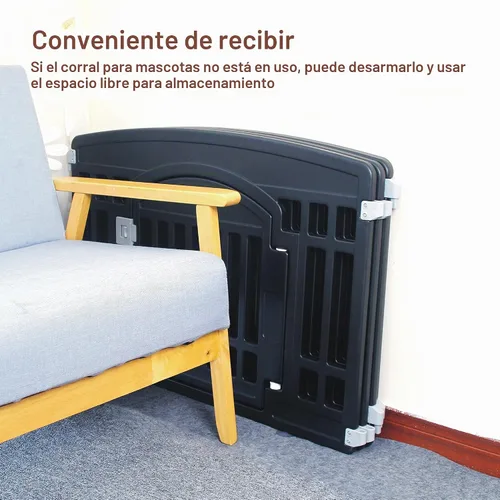 Vista 5 de Corralito plegable para mascotas, puerta para perros, plástico resistente, corral de ejercicio para cachorros, cerca para mascotas pequeñas, jaula