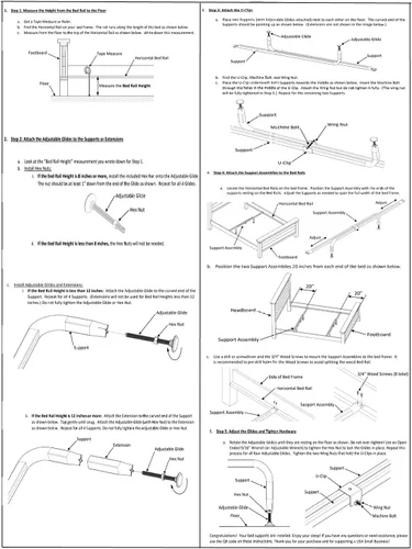 Vista 8 de Sistema de apoyo ajustable universal para cama con 4 patas tubulares de acero