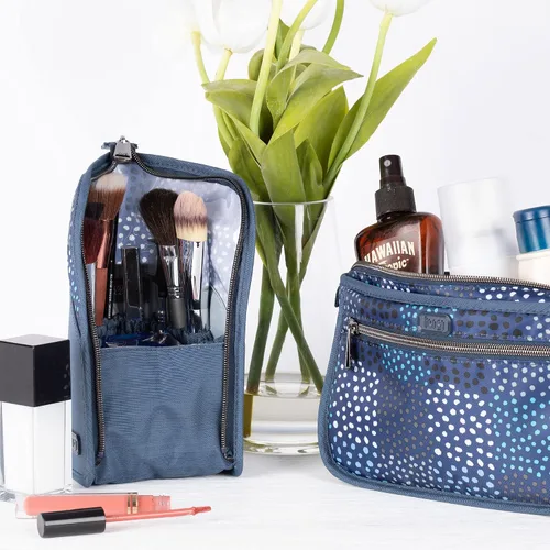 Vista 2 de Lug Soporte para brochas de maquillaje de viaje para canoa para, Gris jaspeado, Soporte para brochas de maquillaje de viaje en cano
