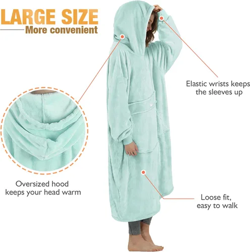 Vista 3 de Catalonia - Sudadera gigante tipo manta con capucha, sudadera con forro polar y bolsillo frontal grande, para adultos, hombres, mujeres