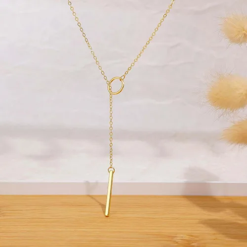 Vista 6 de Picuzzy Lariat Collar de oro para mujer, delicado collar largo chapado en oro de 14 quilatesplata para mujer, collar en forma de Y en capas de moda