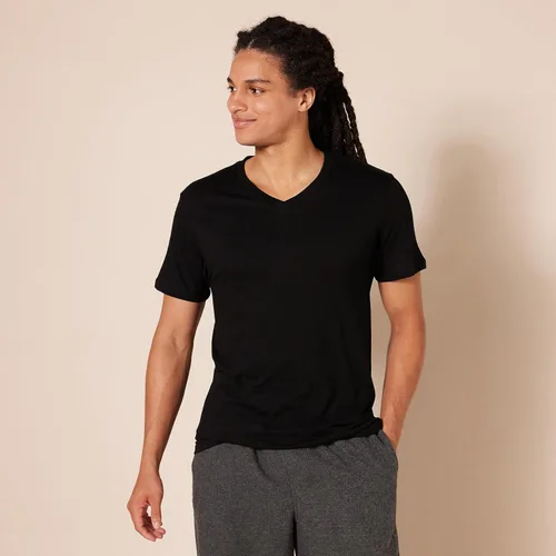 Vista 3 de Tienda Essentials Camiseta interior con cuello en V para hombre, transpirable, algodón, paquete de 6