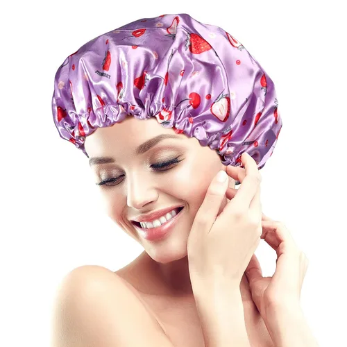 Vista 19 de Gorros de ducha para mujer, extra grande, ajustable, impermeable, reutilizable, gorro de ducha para mujeres y niñas, cabello largo y grueso, gorros
