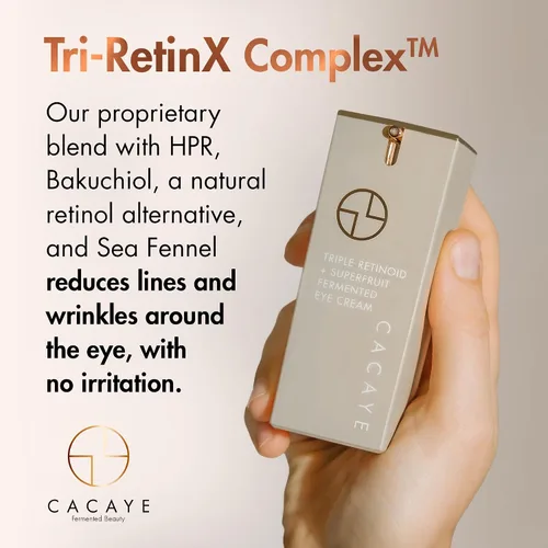 Vista 3 de CACAYE Triple Retinoide Crema de ojos para antienvejecimiento 0.5 fl oz – Crema natural alternativa al retinol debajo de los ojos para arrugas