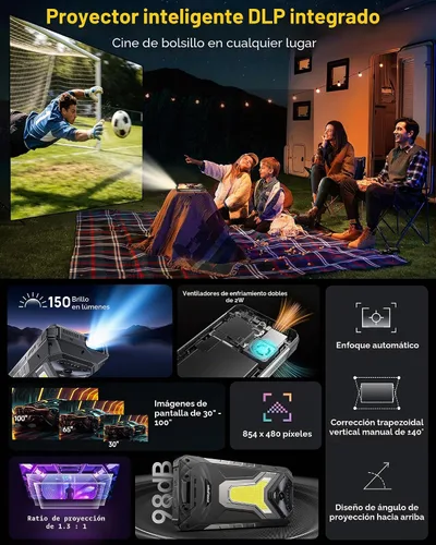 Vista 2 de Ulefone Armor 34 Pro 5G - Teléfono inteligente resistente con proyector de 150 lúmenes, 32GB+512GB ROM/2TB, 25500mAh 66W, Android 15, 6.95" 120Hz