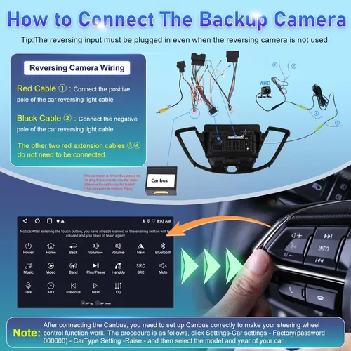 Vista 6 de [2+64] Radio de coche para Ford Transit 150 250 350 2015-2019, pantalla táctil Android estéreo de 9 pulgadas con Carplay y Android Auto, GPS, WiFi
