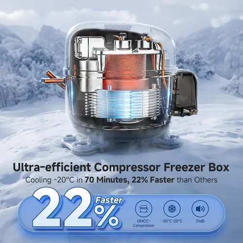 Vista 3 de BODEGACOOLER Refrigerador de coche de 12V, 63 cuartos (60L) IPX4 refrigerador eléctrico impermeable, refrigerador de coche con control por