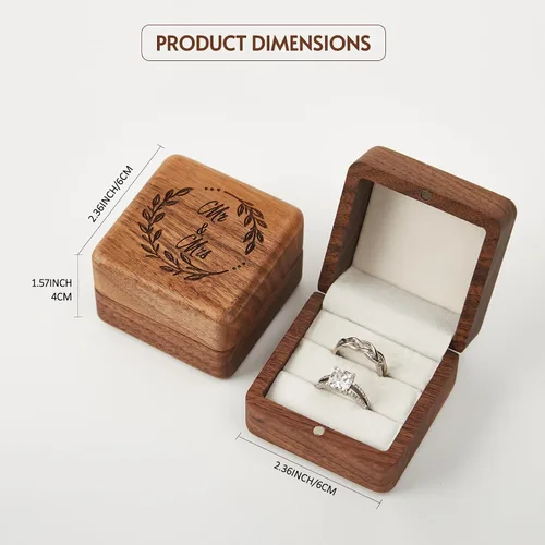 Vista 5 de Roycraft Caja para anillos con 2 ranuras, forro blanco para propuesta, boda, ceremonia, día de compromiso