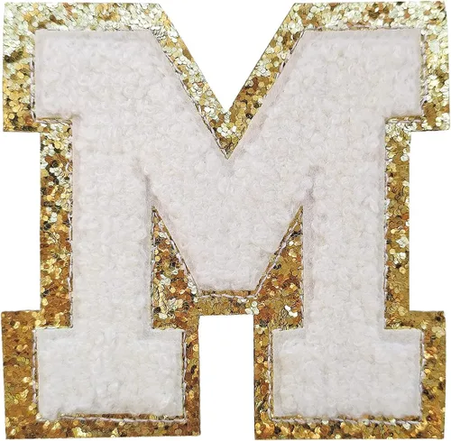 Vista 87 de 3Pcs Letter Patches Varsity Glitters Chenille,SPRT Iron on Blue Letter Patch,Alphabet Cloth Patch for Team Costume Decoration 3.1in Height S