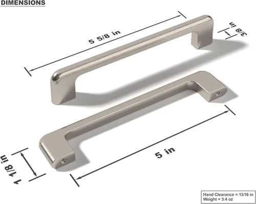 Vista 3 de Paquete de 1 unidad de níquel cepillado con agujero central de 5 pulgadas Manijas de metal sólido para gabinetes de baño y decoración del hogar