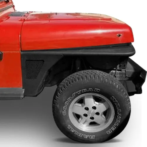 Vista 3 de Guardabarros delanteros Hooke Road para Jeep Wrangler YJ 1987-1995, protecciones de guardabarros de tubo de armadura de acero negro texturizado