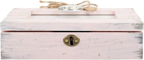Vista 4 de Cottage Garden Caja de música Love Sun Moon You Forever Blush Pink Wood Locket reproduce el viento debajo de mis alas