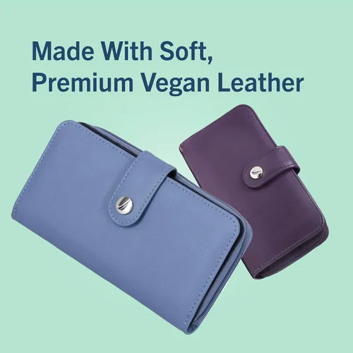 Vista 7 de Nautica Be Shore - Cartera RFID de piel vegana para mujer, con cremallera alrededor, funda delgada grande para teléfono y organizador de tarjetas