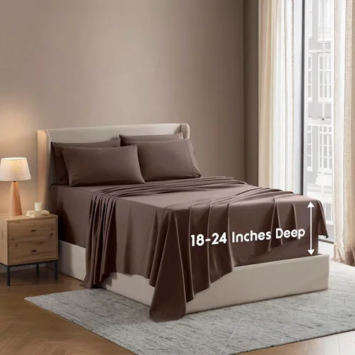 Vista 49 de Nestl - Juego de sábanas de bolsillo extraprofundo y de microfibra suave, 7 piezas, sábanas y fundas de almohada resistentes a la decoloración