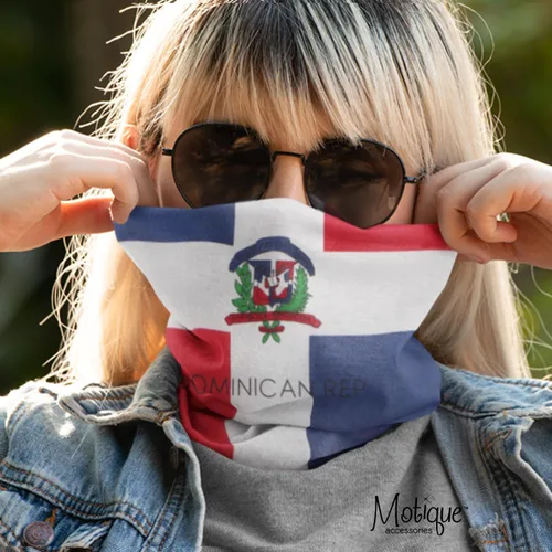 Vista 2 de Motique Accessories Bandanas Grandes de Algodón - Bandera Puertorriqueña - Blanco y Negro